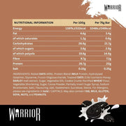 Warrior RAW Protein Flapjack Bar, 12 Bars/Box Cookies & Cream Nutritional Panel - SupplementSource.ca