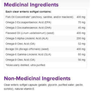 Webber Naturals Omega 3-6-9 High Potency 1200 mg, 180 softgels Nutrition Panel - SupplementSource.ca 