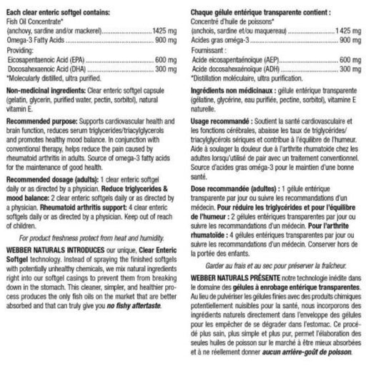 Webber Naturals Triple Strength Omega-3 Nutrition Panel, 120 Softgels - SupplementSource.ca