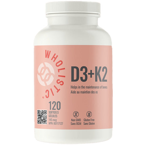 Wholistic D3+K2, 120 Softgels - SupplementSource.ca