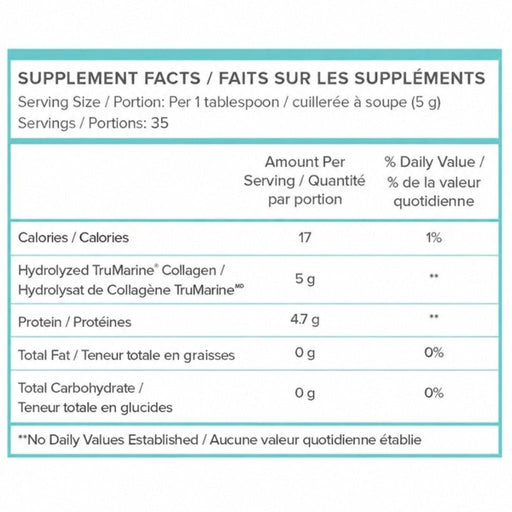 WithinUs TruMarine Collagen, 175g Nutrition Panel - SupplementSource.ca