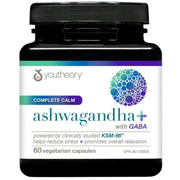 Youtheory Ashwagandha+ with GABA, 60 Vegetarian Capsules - SupplementSource.ca