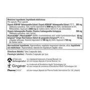 Youtheory Ashwagandha+ with GABA, 60 Vegetarian Capsules Nutritional Panel - SupplementSource.ca