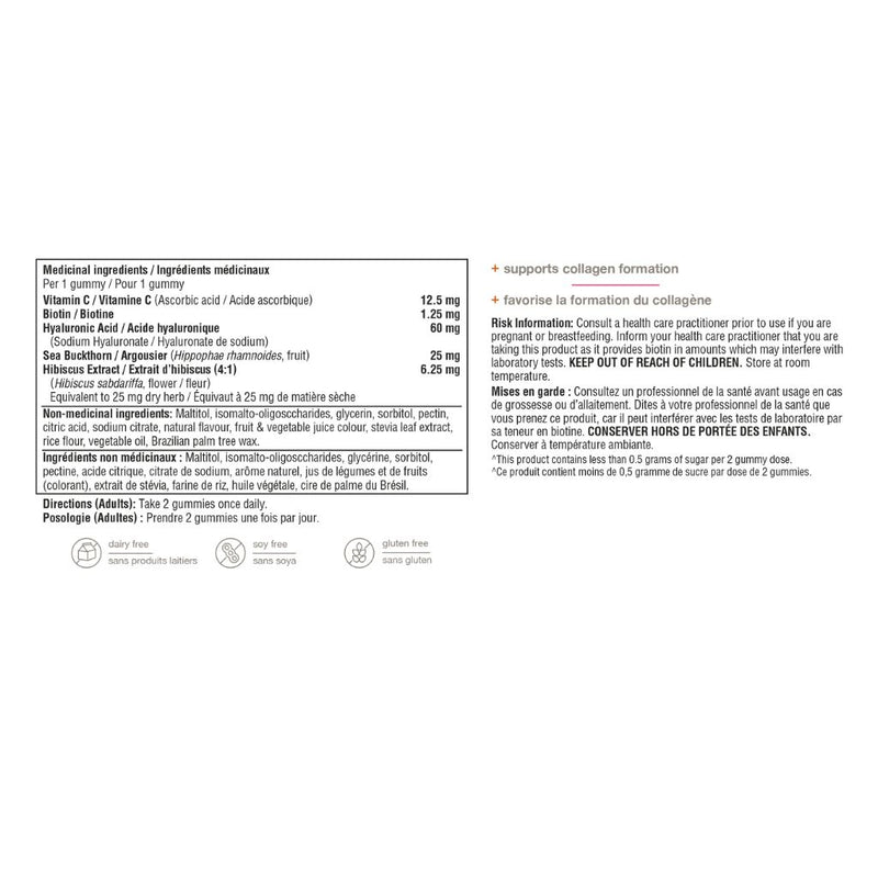 Youtheory Biotin+ Zero Sugar Gummies, 60 Gummies Watermelon Flavour Nutrition Facts - SupplementSource.ca