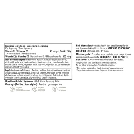 Youtheory B12+B6 Zero Sugar Gummies, 60 Gummies Raspberry Nutrition Facts - SupplementSource.ca