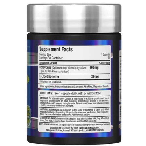 Allmax EGT20+, 30 VCaps Nutrition Panel - SupplementSource.ca