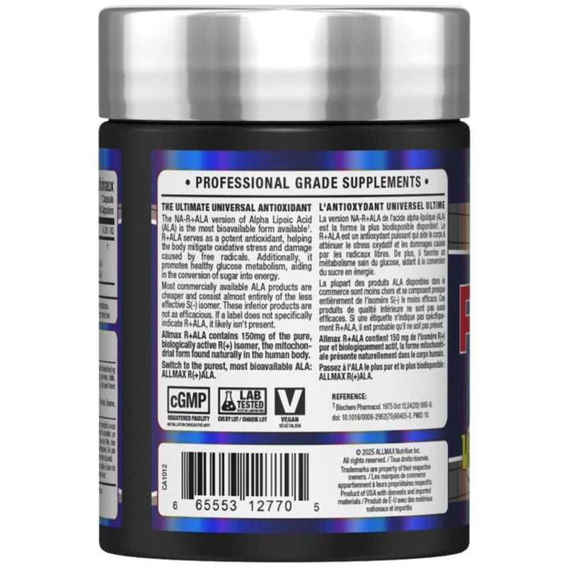 Allmax R-ALA, (Alpha Lipoic Acid), 60 Caps Info - SupplementSource.ca
