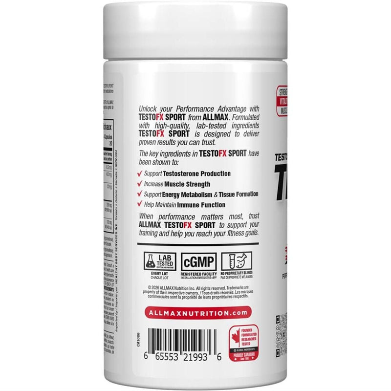 Allmax TestoFX Sport Nutrition Info - SupplementSource.ca