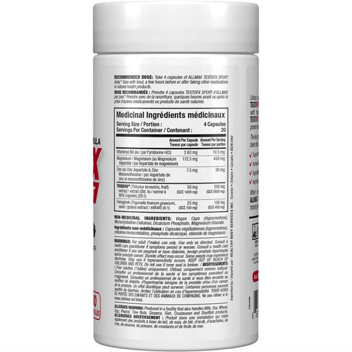 Allmax TestoFX Sport Nutrition Panel - SupplementSource.ca