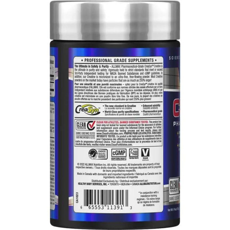 Allmax Creatine 100g Nutritional Panel  - SupplementSource.ca