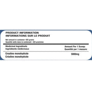 Base Pro Nutrition Creatine 425g Nutrition Panel - SupplementSource.ca