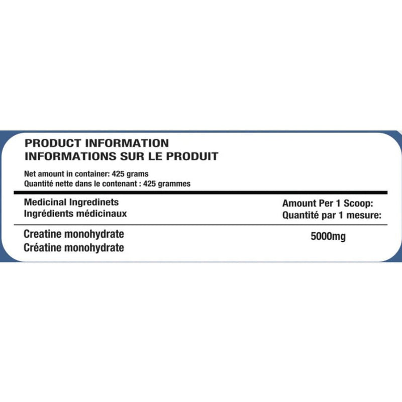 Base Pro Nutrition Creatine 425g Nutrition Panel - SupplementSource.ca