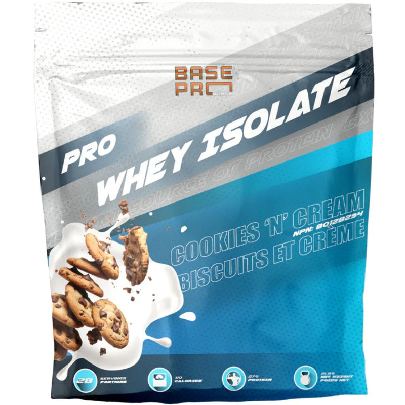 Base Pro Nutrition Whey Protein Isolate, 2lb Cookies N Cream - SupplementSource.ca