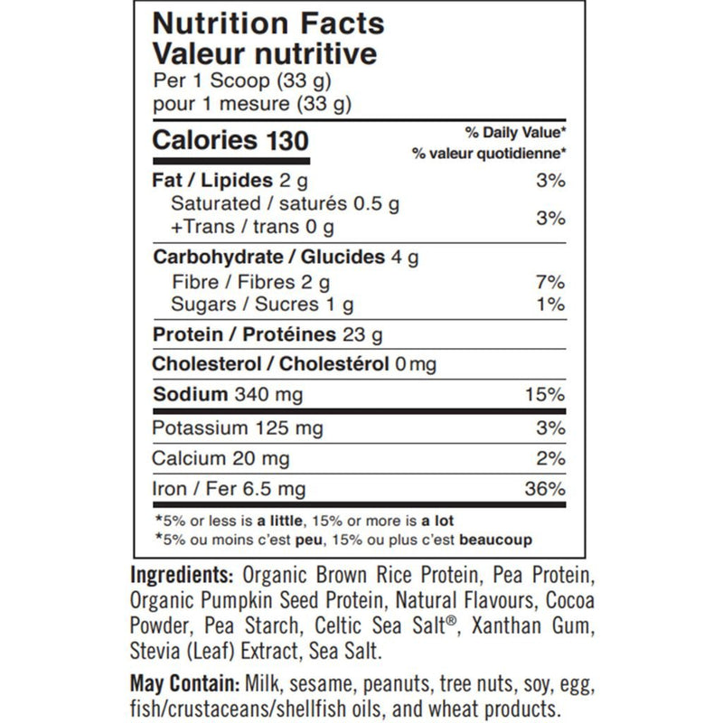 BioSteel PLANT-BASED PROTEIN, 462g Ice Cream Sandwich Nutrition Panel - SupplementSource.ca