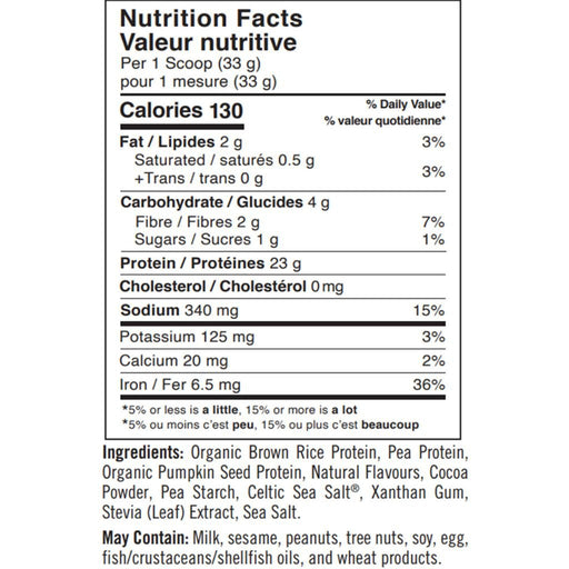 BioSteel PLANT-BASED PROTEIN, 462g Ice Cream Sandwich Nutrition Panel - SupplementSource.ca