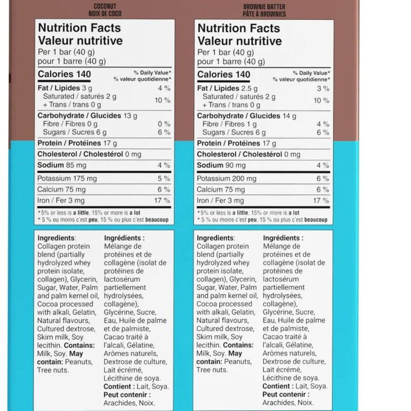 Built Puff Protein Bars, 14 Bars/Box 2 Bar Variety Nutrition Panel - SupplementSource.ca