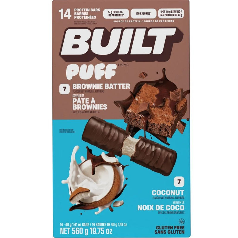 Built Puff Protein Bars, 14 Bars/Box 2 Bar Variety - SupplementSource.ca