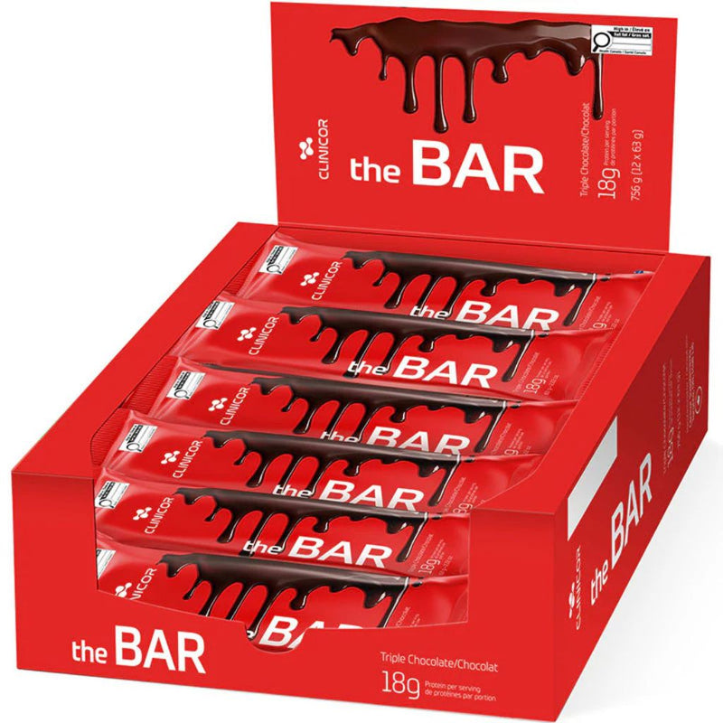 Clinicor THE BAR 12 Bars Triple Chocolate - SupplementSource.ca