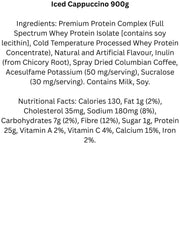 DynaPure DynaWhey, 900g Iced Cappuccino Nutrition Panel - SupplementSource.ca