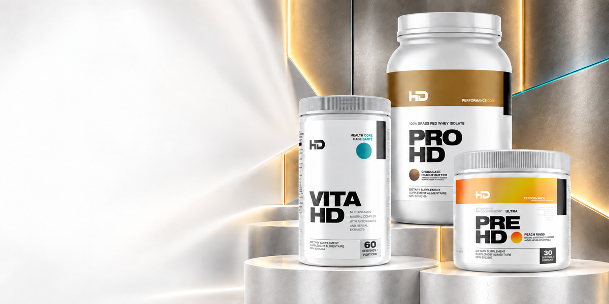 HD Muscle VitaHD, PreHD Ultra Peach Rings and ProHD Chocolate Peanut Butter