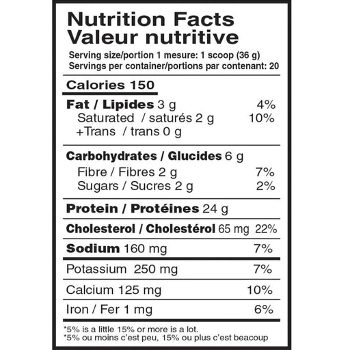 Mammoth PROTEIN SAMPLE PACK, 1 Serving Chocolate Nutrition Panel - SupplementSource.ca 