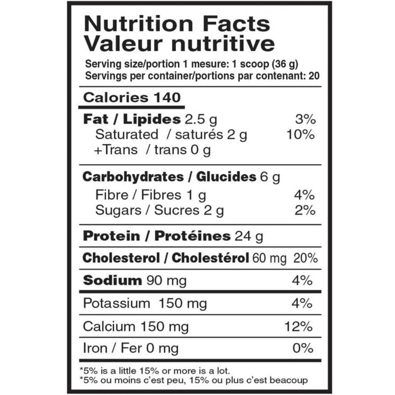 Mammoth Protein, 1.6lb Vanilla Ice Cream Nutrition Panel - SupplementSource.ca