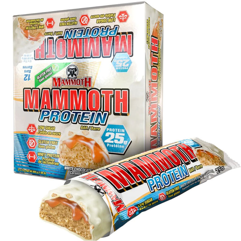 Mammoth PROTEIN BAR, 12 Bars/Box White Chocolate Salted Caramel - SupplementSource.ca