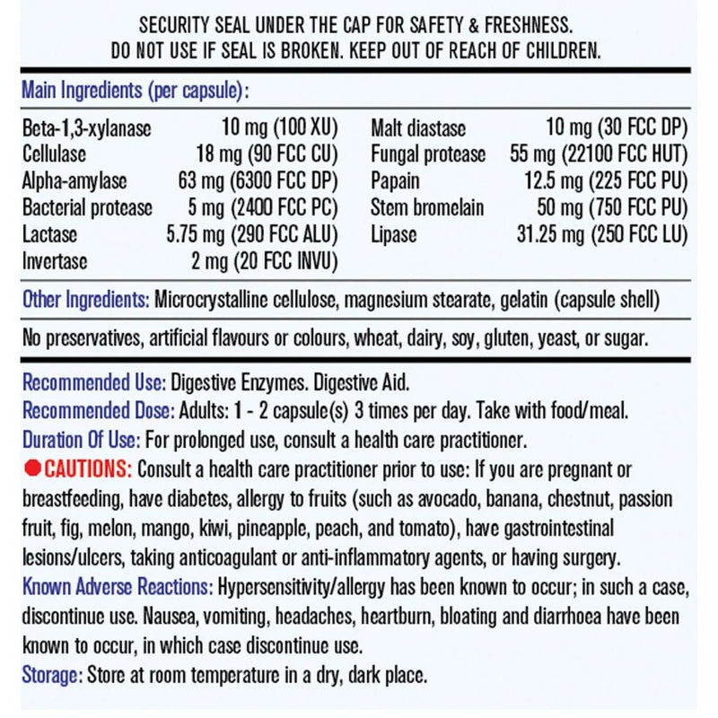 MapleLife Digestive Enzymes Nutrition Panel English - SupplementSource.ca