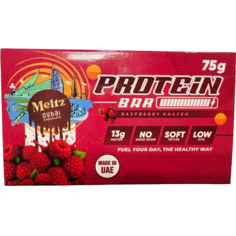 Meltz Dubai Chocolate PROTEIN BAR 75g Raspberry - SupplementSource.ca