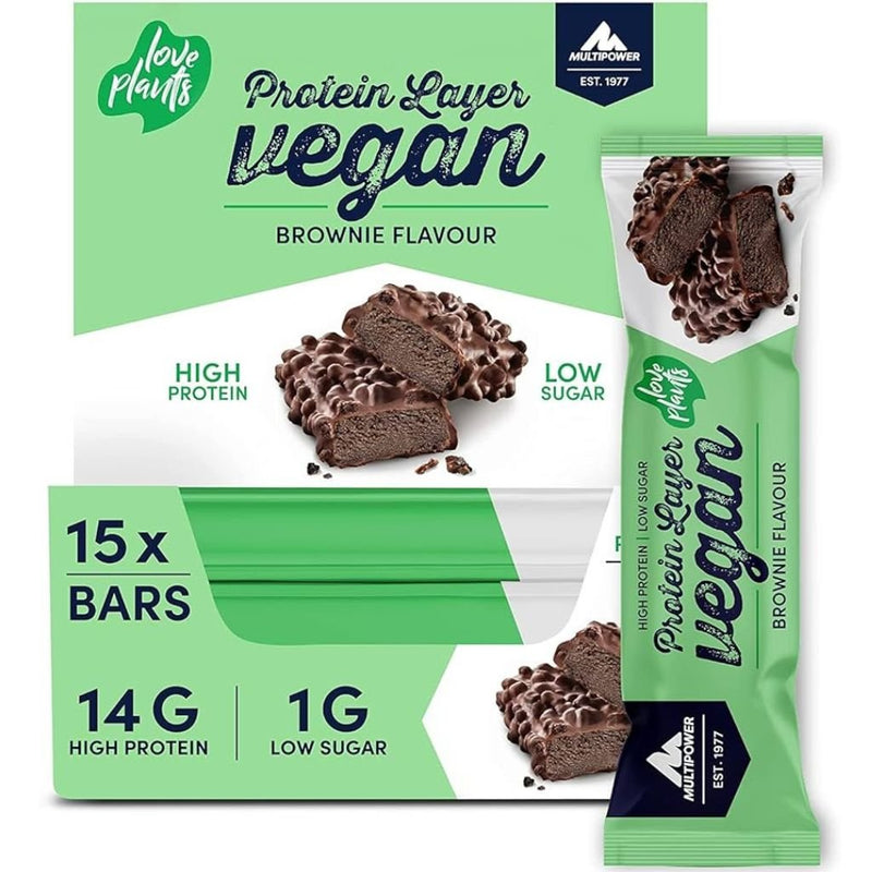 Multipower PROTEIN LAYER VEGAN BAR, 55g x 15 Bars/Box