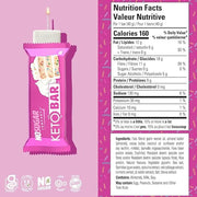 No Sugar Company KETO BAR, 40g x 12 Bars Birthday Cake Nutrition Panel - SupplementSource.ca