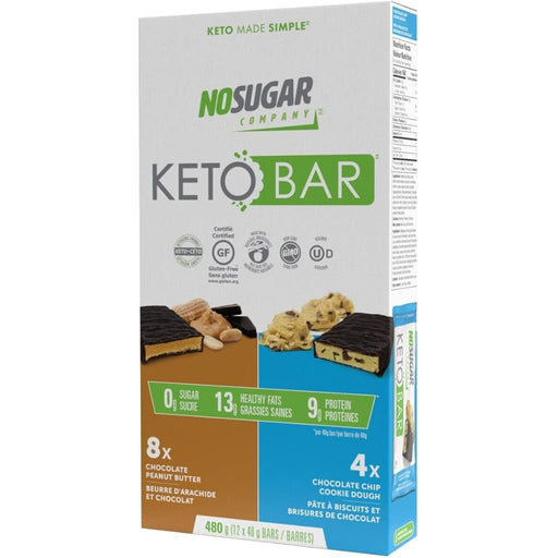 No Sugar Company KETO BAR Variety Pack, 40g x 12 Bars - SupplementSource.ca