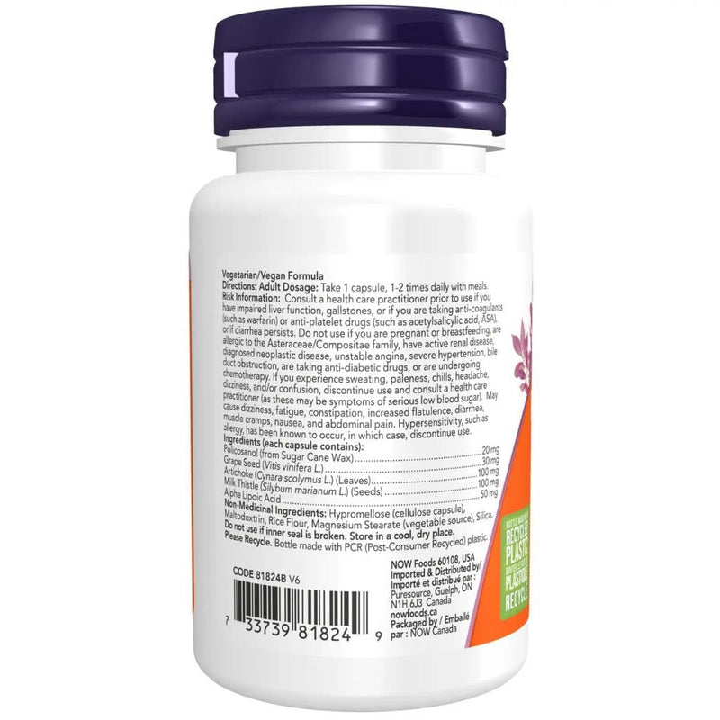 Now Policosanol 20mg, 90 VCaps Nutrition Panel - SupplementSource.ca
