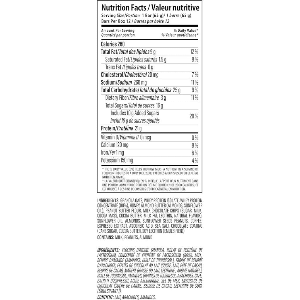 Nutrabolics Feed Me Bars Nutrition Panel, Cafe Mocha Latte, 12 Bars/Box - SupplementSource.ca