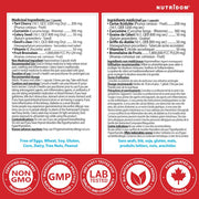 Nutridom GOUTart, 60 VCaps Nutrition Panel - SupplementSource.ca