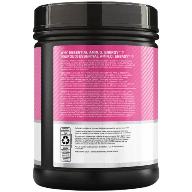 Optimum Nutrition  AMIN.O. Energy, 72 Servings Watermelon Side Panel - SupplementSource.ca
