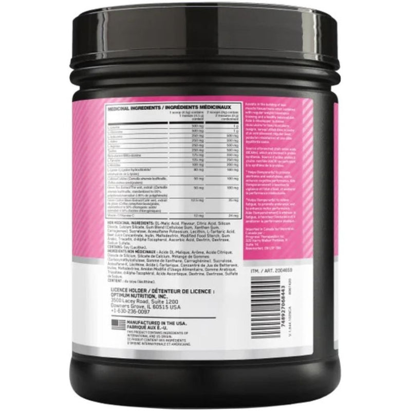 Optimum Nutrition  AMIN.O. Energy, 72 Servings Watermelon Nutrition Panel - SupplementSource.ca