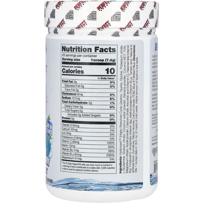 Perfect Sports Hydro Splash, 45 Servings Nutrition Panel - SupplementSource.ca