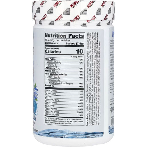 Perfect Sports Hydro Splash, 45 Servings Nutrition Panel - SupplementSource.ca