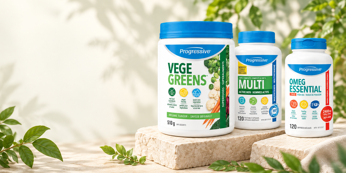 Progressive VegeGreens Original, Men's Multi and OmegEssential Forte