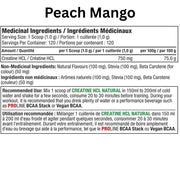Proline Advanced Nutrition Creatine HCL Peach Mango Nutrition Panel - SupplementSource.ca