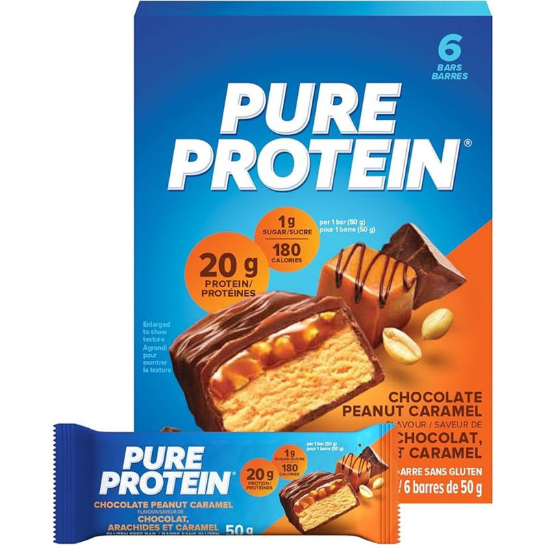 Pure Protein Bars 6 Pack Chocolate Peanut Caramel - SupplementSource.ca
