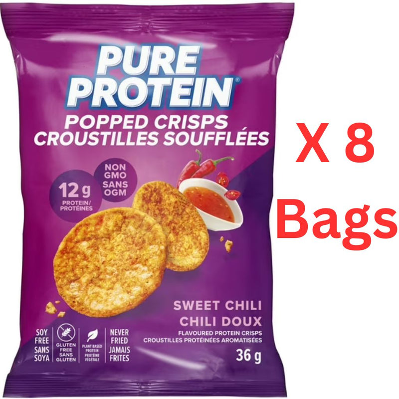 Pure Protein Popped Crisps 8 Bags Sweet Chili - SupplementSource.ca