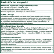 PVL 100% Pure Creatine 1000g Nutrition Panel - SupplementSource.ca