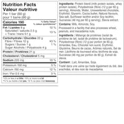 Quest Bars Chocolate Chip Cookie Dough Nutrition Panel -  SupplementSource.ca