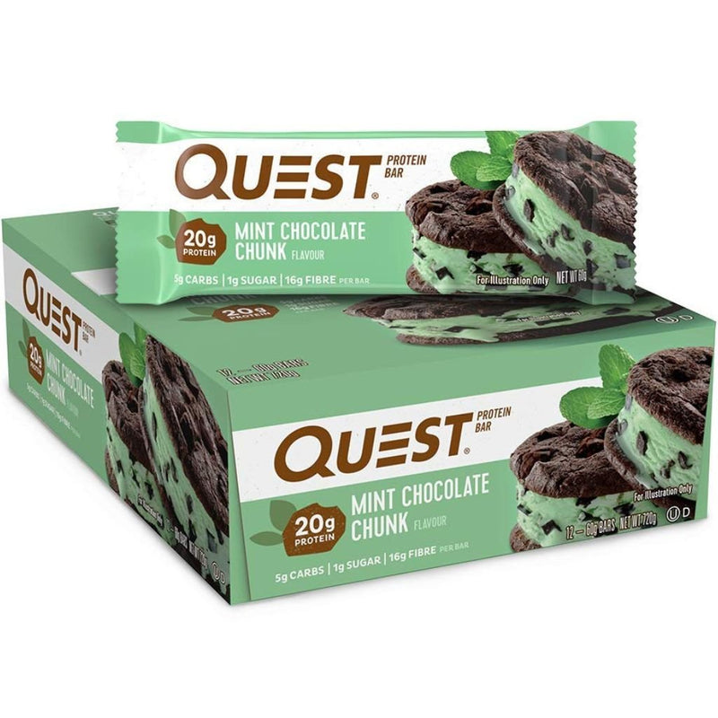 Quest Bars Mint Chocolate Chunk Low Net Carb Bars -  SupplementSource.ca
