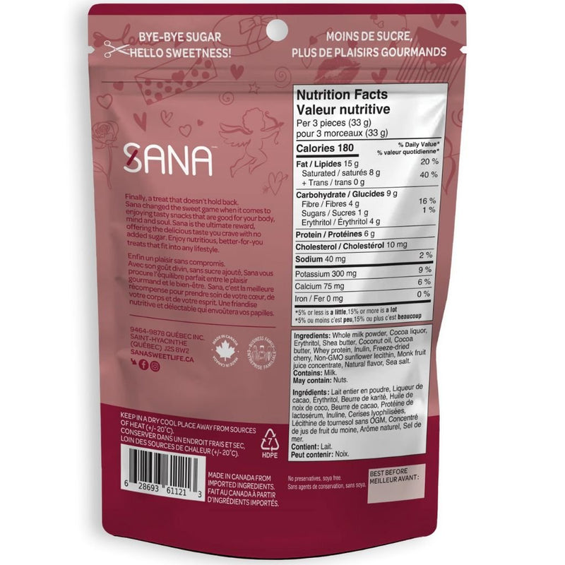 Sana Protein Bites Cherry Nutrition Panel - SupplementSource.ca