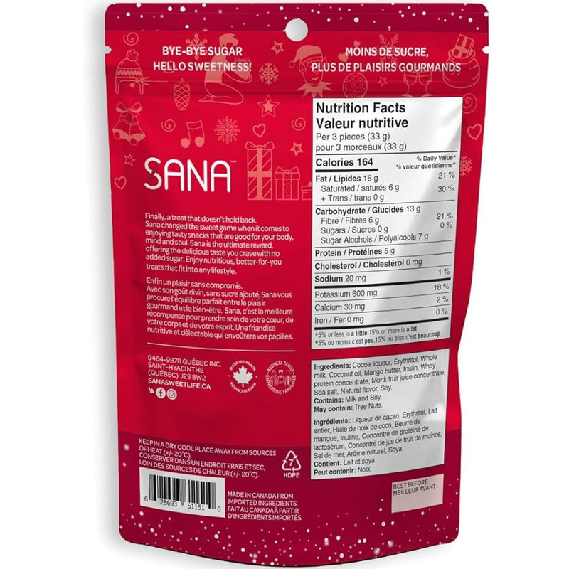Sana Protein Bites Double Chocolate Nutrition Panel - SupplementSource.ca