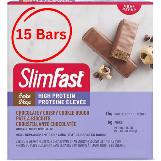 SlimFast High Protein 15 Bars Chocolatey Crispy Cookie Dough - SupplementSource.ca