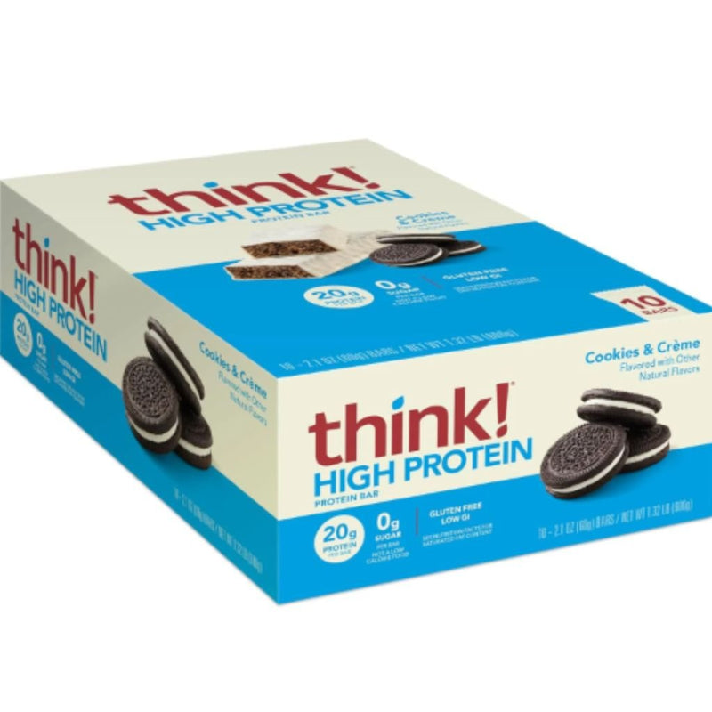 Think! High Protein Bars, 10 Bars/Box Cookies & Creme - SupplementSource.ca